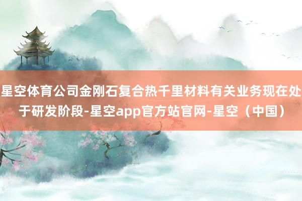 星空体育公司金刚石复合热千里材料有关业务现在处于研发阶段-星空app官方站官网-星空（中国）