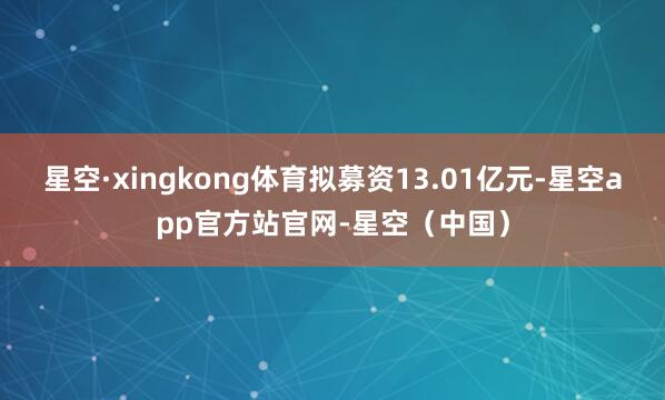 星空·xingkong体育拟募资13.01亿元-星空app官方站官网-星空（中国）