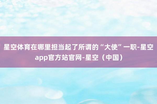 星空体育在哪里担当起了所谓的“大使”一职-星空app官方站官网-星空（中国）